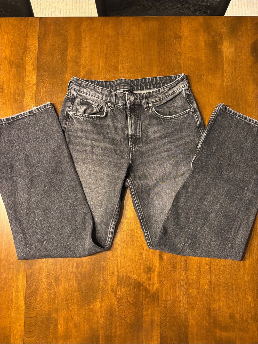 Massimo Dutti faded black wide leg jeans size 6